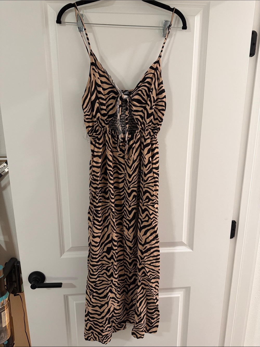 Justify Beige and Black Zebra Print Maxi Dress